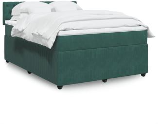 vidaXL Boxspringbett mit Matratze Dunkelgrün 160x200 cm Samt 3287791