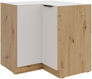 Küchen Eckunterschrank 90x90 cm Küche SOLANO Kaschmir beige matt + Eiche Artisan matt Küchenzeile Küchenblock Einbauküche