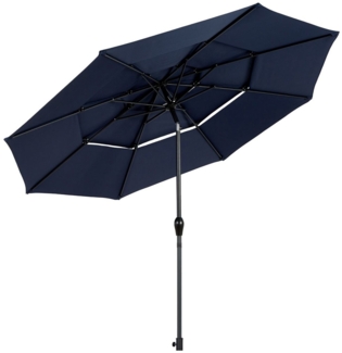 SeedWave Sonnenschirm 295x295 cm mit wasserdichtem Polyester, 3-lagigem Winterfestem Schirm, 360° Drehung, praktische Kurbel, stabiler 12-Rippenrahmen