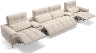 Sofanella SALENTO Kinocouch Kinosofa Viersitzer Stoffbezug in Creme XXL: 486 Breite x 100 Tiefe