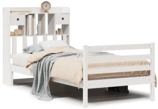 vidaXL Massivholzbett mit Regal ohne Matratze Weiß 75x190 cm Kiefer 3321923