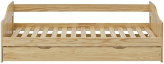 Bett Kiefer massiv Natur lackiert 1 Schublade 2 Lattenroste