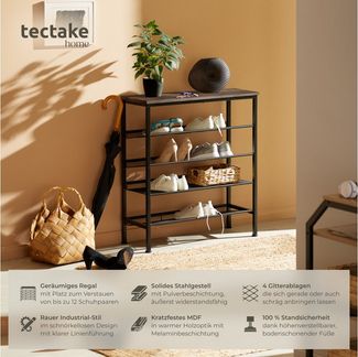 Schuhregal Bournemouth - Industrial dunkelbraun