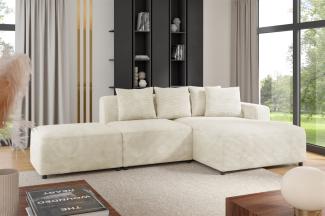 Ecksofa Designersofa MEGAN XS inkl. Hocker Stoff Poso Creme Ottomane Rechts
