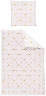 Irisette Biber Bettwäsche Panda 135x200 Hirsch Sterne beige gold 8496-40