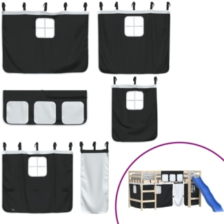 vidaXL Vorhänge für Hochbett Weiß und Schwarz Polyester 835913