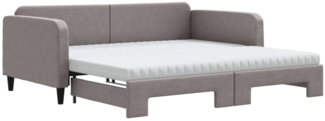 vidaXL Tagesbett Ausziehbar mit Matratzen Taupe 100x200 cm Stoff 3196842