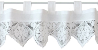 matches21 HOME & HOBBY Scheibengardine Scheiben-Gardine Landhaus-Stil Häkelspitze 150 x 30 cm Baumwolle-Mix (2 St), Schlaufen, Kurz-Gardinen als blickdichter Wohnzimmer Vorhang Küchen-Gardine