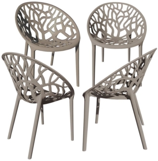 TRISENS Gartenstuhl Delia (einzeln oder im Set, 4 St), Terrassenmöbel aus einem Guss Stapelstuhl für Außen- und Innenbereich