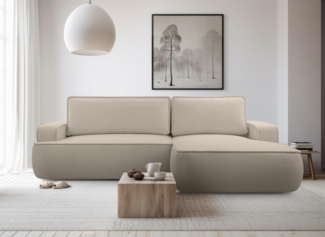 AX LIVING Ablia Beige Sofa L Form mit Schlaffunktion 267 cm breit R