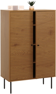 Highboard HWC-N78, Kommode Schrank Sideboard, skandinavischer Stil, Metall Holz Melamin MVG 130x80x40cm ~ natur