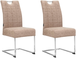 loft24 Esszimmerstuhl Chen (Set, 2 St), Polsterstuhl, Stuhl, Freischwinger, Lederoptik, Chromgestell