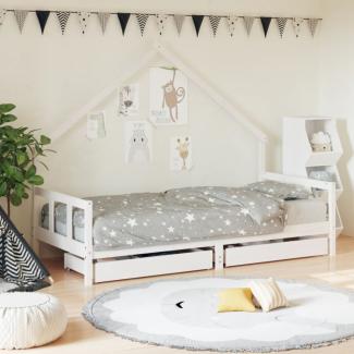 vidaXL Kinderbett mit Schubladen Weiß 90x190 cm Massivholz Kiefer 834547