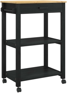 vidaXL Küchentrolley Schwarz 88,5 x 40 x 60 cm Massivholz Kiefer 42027036
