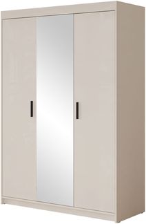 Kleiderschrank Elena 3D mit Spiegel (Farbe: Sandbeige, ohne Schrankaufsatz)