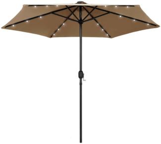 vidaXL Sonnenschirm mit LED-Beleuchtung und Alu-Mast 270 cm Taupe 47355