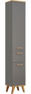 Pelipal Hochschrank, Quickset 924, Quarzgrau Glanz/Riviera Eiche, 2 Türen, 1 Schubkasten