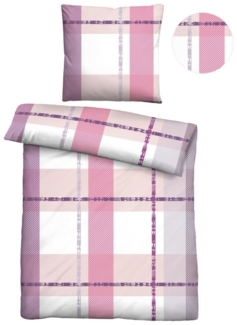 Traumhaft schlafen - Castell - Markenbettwäsche Baumwoll Renforce Bettwäsche 0040746 KARO, brombeer, 1x 135x200 cm + 1x 80x80 cm