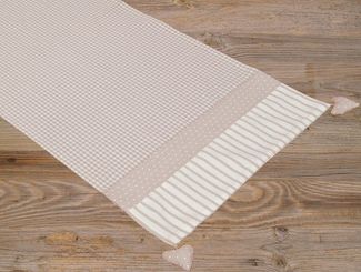 matches21 HOME & HOBBY Tischdecke Tischläufer LINA Landhaus Herz beige, 100 % Baumwolle, in 40x100 cm (1-tlg), Pflegeleicht waschbar bis 30° Grad