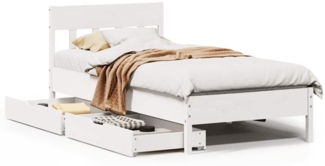 vidaXL Massivholzbett ohne Matratze Weiß 100x200 cm Kiefernholz 3301873