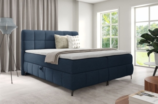 Boxspringbett Schlafzimmerbett SOPHIE 200x200cm Stoff Aragon Marineblau