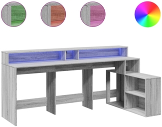 vidaXL LED-Schreibtisch Grau Sonoma 200x104x91 cm Holzwerkstoff 3309470
