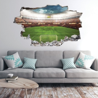 GRAVURZEILE Wandtattoo im Fußball Stadion Design - 3D Effekt - Wandsticker -