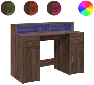 vidaXL LED-Schreibtisch Braun Eichen-Optik 120x55x91 Holzwerkstoff 3309417