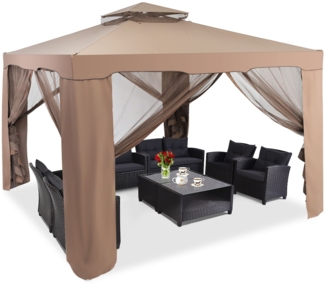 Gartenpavillon Gartenzelt Camping Partyzelt mit 4 Seitenwänden 300 x 300 x 265 cm Braun