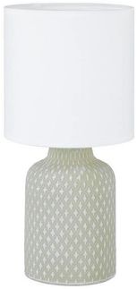 Eglo 97774 Tischleuchte BELLARIVA E14 1X40W Keramik grau, Textil weiß Ø15cm H:32cm mit Kabelschalter
