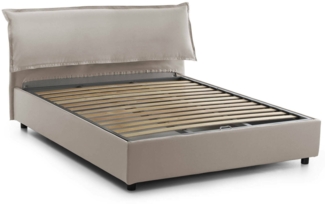 Dmora Apaia Doppelbett, Bettkasten mit abnehmbarem Bezug, gepolstertem Kopfteil und Bettkastenrahmen, 100 % Made in Italy, geeignet für Matratzen 160 x 200 cm, taubengrau