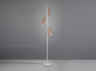 Moderne Stehlampe SOKA mit 3 schwenkbaren Spots, Hellgrau & Coffee, Höhe 150cm
