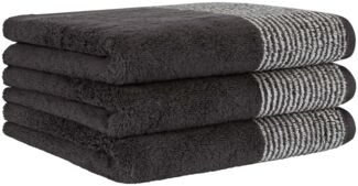 CAWÖ Gästetuch, 3er Pack - Luxury Home, C Two-Tone, Walkfrottier Basalt 30x50cm