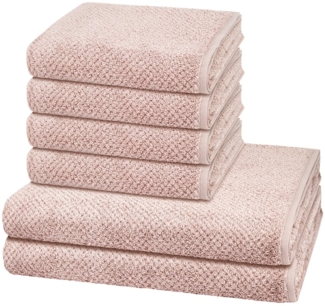 Cawö Pure 6 tlg. Frottier-Set - 4 X Handtuch (50 X 100cm), 2 X Duschtuch (80 X 150cm) - 494 g/m2 - Puder