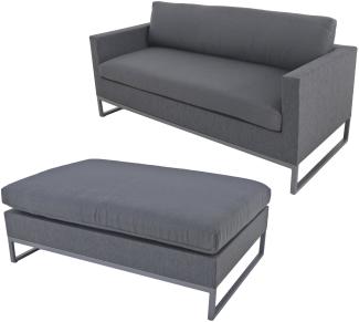 Sofaset YARA Set 2-tlg. Garten Möbel Lounge Sitzgruppe grau Garnitur Metall