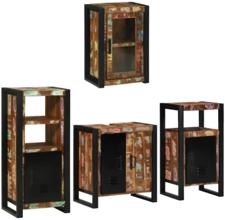 vidaXL Badezimmermöbel Set mit Tür 4 pcs Mehrfarbig Massives Altholz 3305695