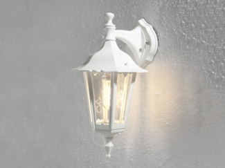 Kleine Außenwandleuchte FIRENZE, E27, Aluminium weiß, Höhe 39cm