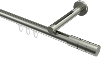 Innenlauf-Gardinenstangen-Set Siteno Elanto 520 cm (geteilt in 4x130 cm), 1-läufig, 20 mm Ø Edelstahl-Optik