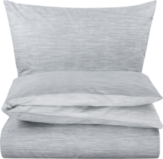 Carpe Sonno Bettwäsche 135x200 155x220 Baumwolle Bettzeug Sommer Bettwäsche Set Uni Melange, Renforce, 2 teilig, Ganzjahres Bettbezug Bettwaren Reißverschluss Grau Silber