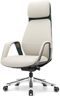 Ergonomischer Chefsessel Nappaleder Arbeitszimmer Bürostuhl Cremefarben