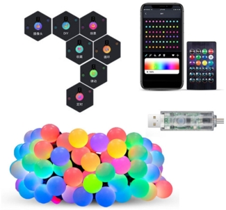 PRIISF LED-Lichterkette Leuchtkugeln RGB Bunt Partylichterkette Kugeln Außen Innendekoration, mit Timer Garten Party Beleuchtung Smart APP Musik Control IP65