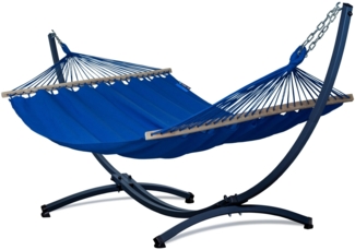 Potenza Stabhängematte mit Gestell – 220kg für 2 Personen I 100% Baumwolle Merida Hängematte - 215x160, 200kg I Cobalt
