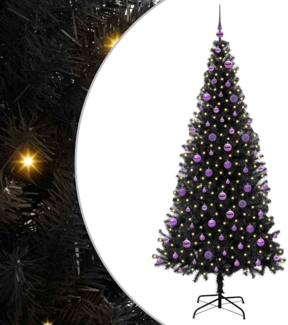 vidaXL Weihnachtsbaum mit 300 LEDs mit Ständer Schwarz 210 cm PVC 3396493