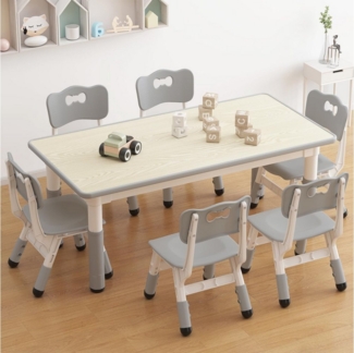 GarveeMore Kindersitzgruppe Kindertisch und 6 Stühle Set, Höhenverstellbar