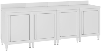 DELUKE® Edelstahl Arbeitsschrank mit Aufkantung LEDO 240x60x96cm, Mit Staufach, Edelstahl Gastro-Arbeitstisch Arbeitsfläche Gastro-Küchenschrank