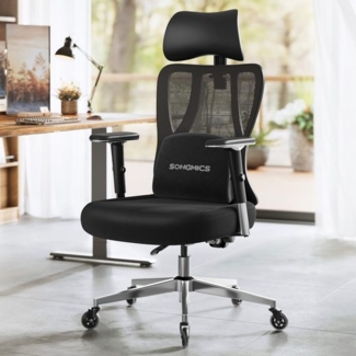 SONGMICS Schreibtischstuhl, Bürostuhl ergonomisch, Drehstuhl, höhenverstellbar, bis zu 150 kg belastbar,schwarz