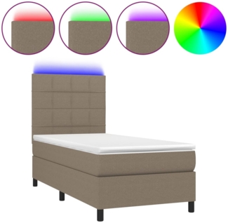 vidaXL Boxspringbett mit Matratze & LED Taupe 100x200 cm Stoff 3134857