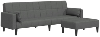 vidaXL Schlafsofa 2-Sitzer mit Fußhocker Dunkelgrau Stoff 3258124