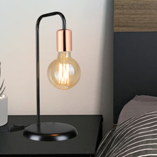 Tischleuchte Lancaster E27 Metall Schwarz / Kupferfarben [lux. pro]