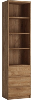 Lomadox Regal FORTALEZA-129, in Eiche Nb, 4 offene Fächer, 3 Schubladen, B/H/T ca. 50,1/200/40 cm